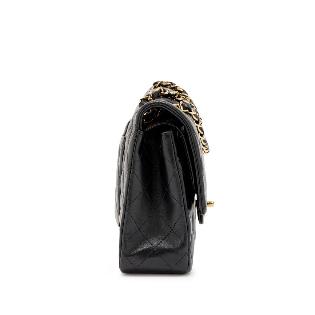 Black Quilted Lambskin Medium Classic Double Flap Bag Gold Hardware, 2014