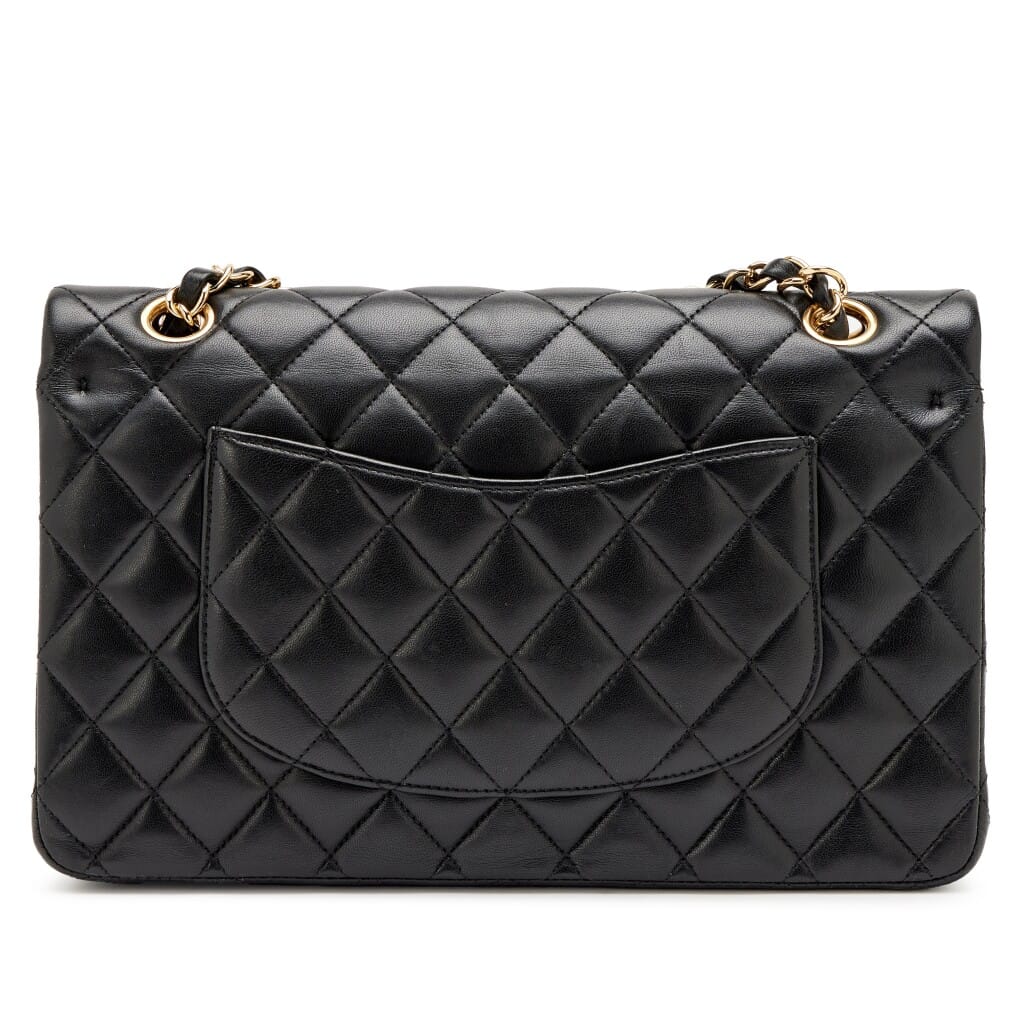 Black Quilted Lambskin Medium Classic Double Flap Bag Gold Hardware, 2014