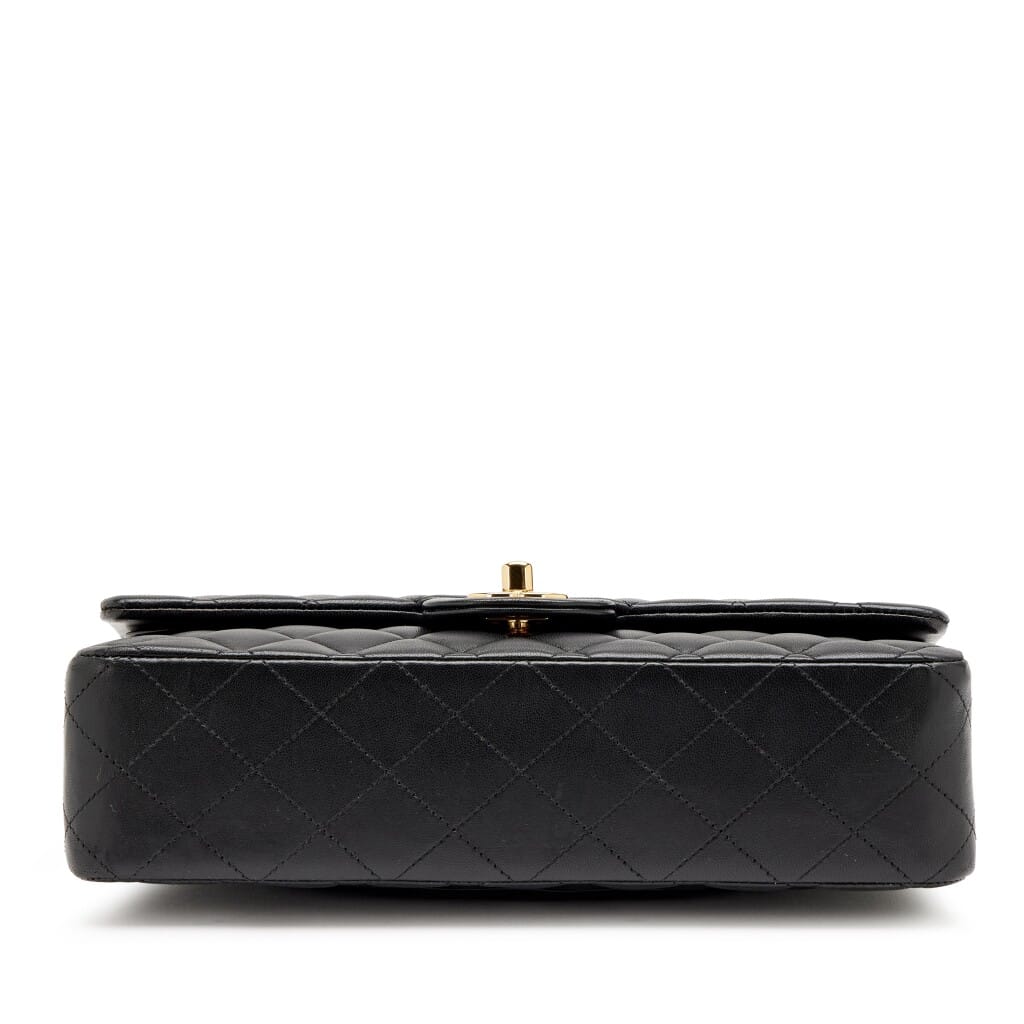 Black Quilted Lambskin Medium Classic Double Flap Bag Gold Hardware, 2014