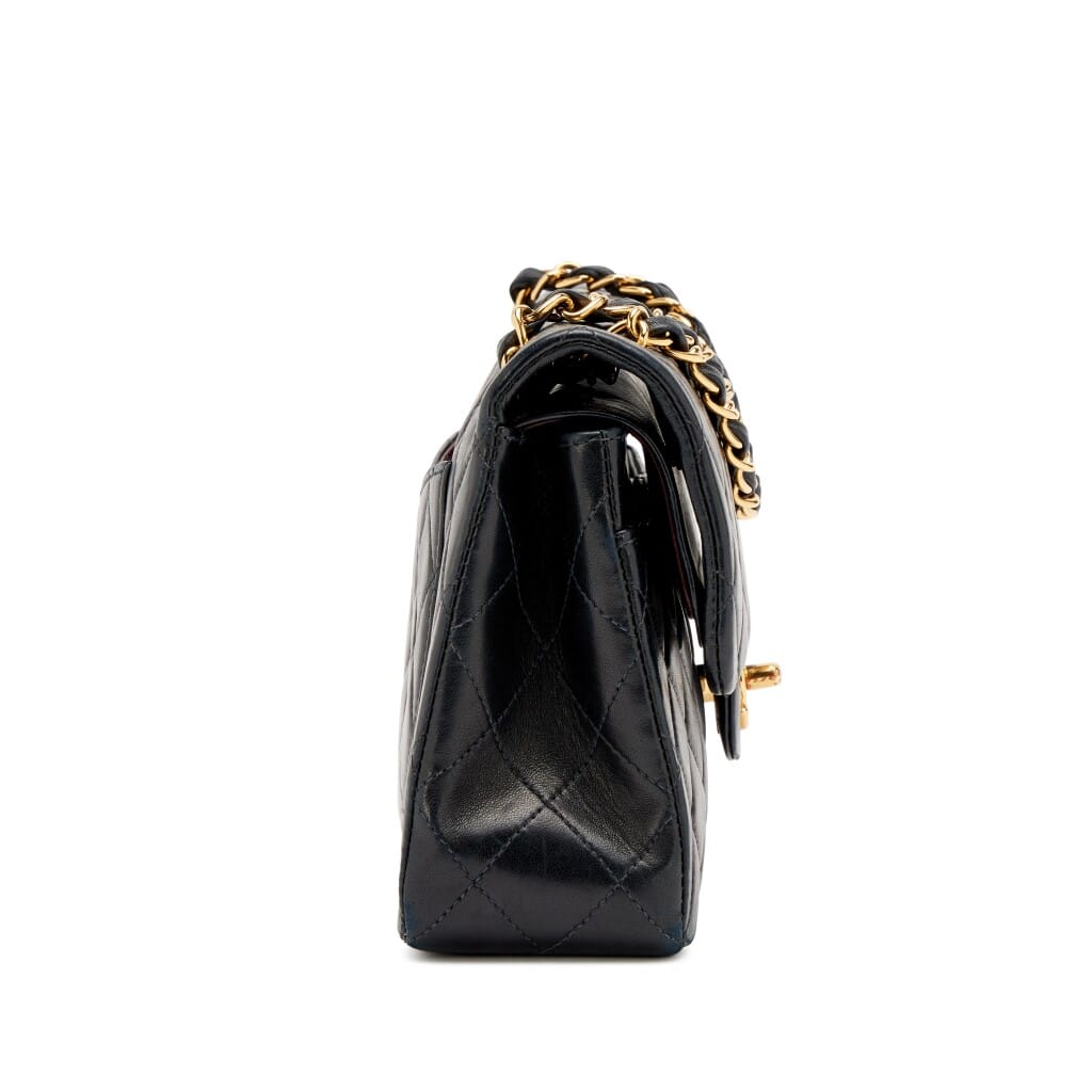 Vintage Black Quilted Lambskin Small Classic Double Flap Bag Gold Hardware, 2000-2002