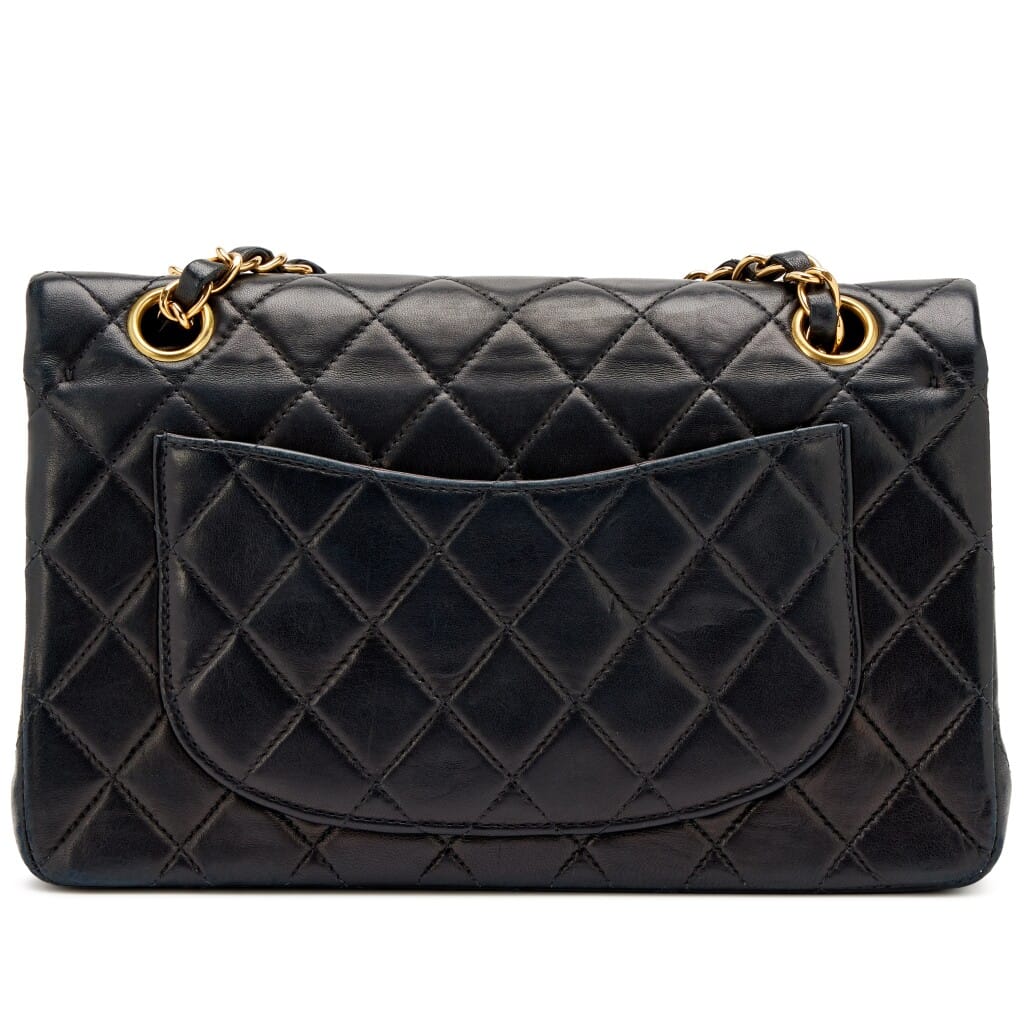 Vintage Black Quilted Lambskin Small Classic Double Flap Bag Gold Hardware, 2000-2002