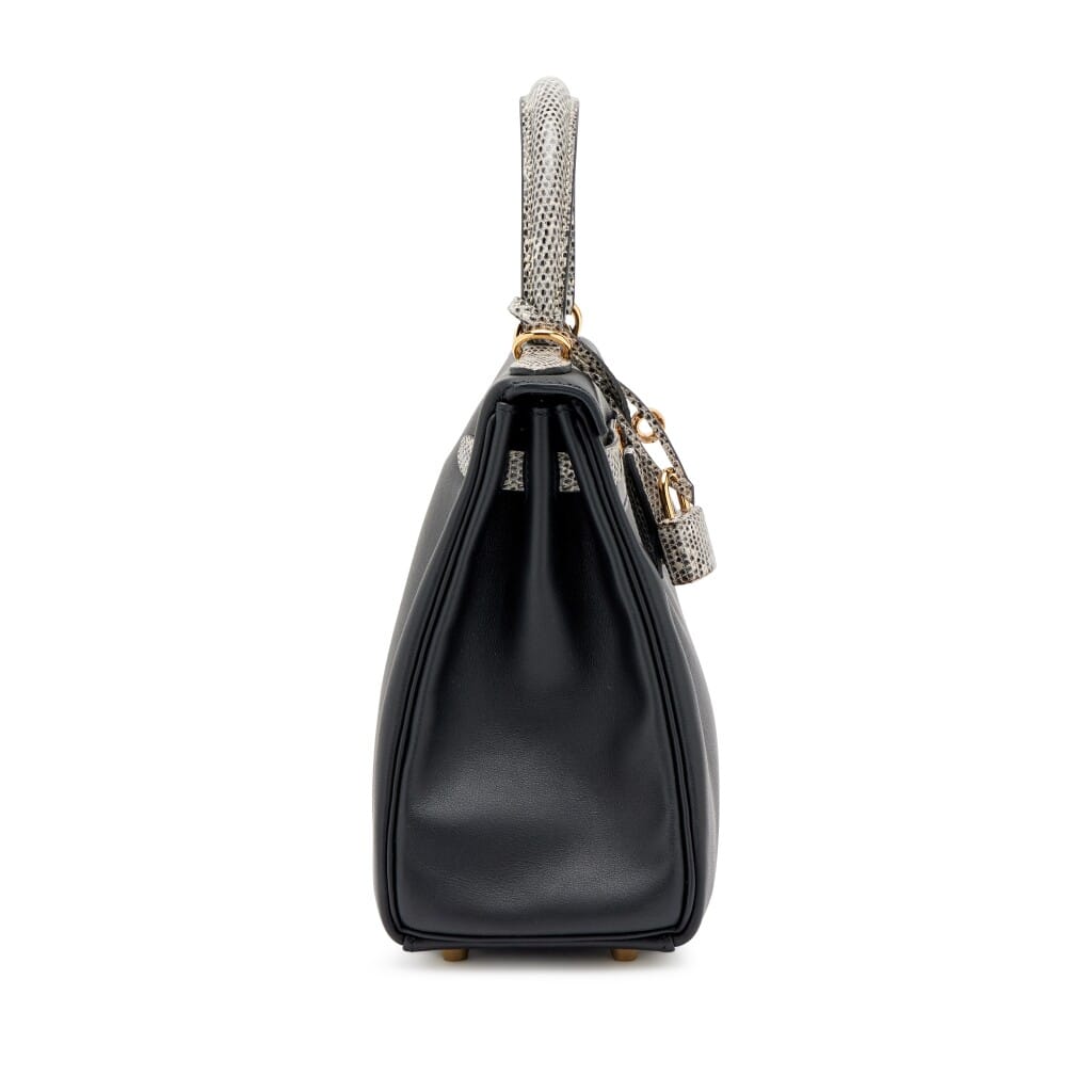 Limited Edition Black Swift and Ombré Salvator Lizard Touch Retourne Kelly 25 Gold Hardware, 2024