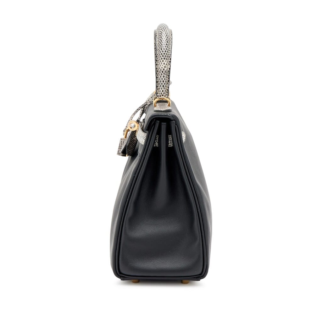 Limited Edition Black Swift and Ombré Salvator Lizard Touch Retourne Kelly 25 Gold Hardware, 2024