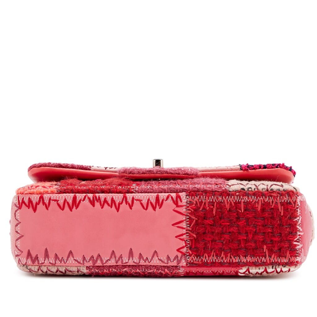 Pink Tweed, Caviar, and Calfskin Patchwork Medium Classic Single Flap Bag Silver Hardware, 2016