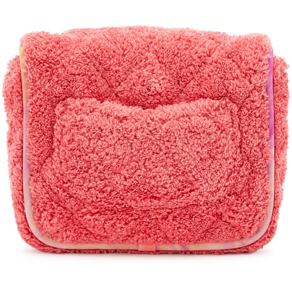 Pink Quilted Terry Cloth Mixed Fibers Single Small Flap Bag Silver Hardware, 2021