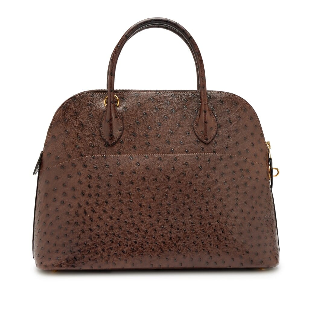Vintage Chocolat Ostrich Bolide 35 Gold Hardware, 1994