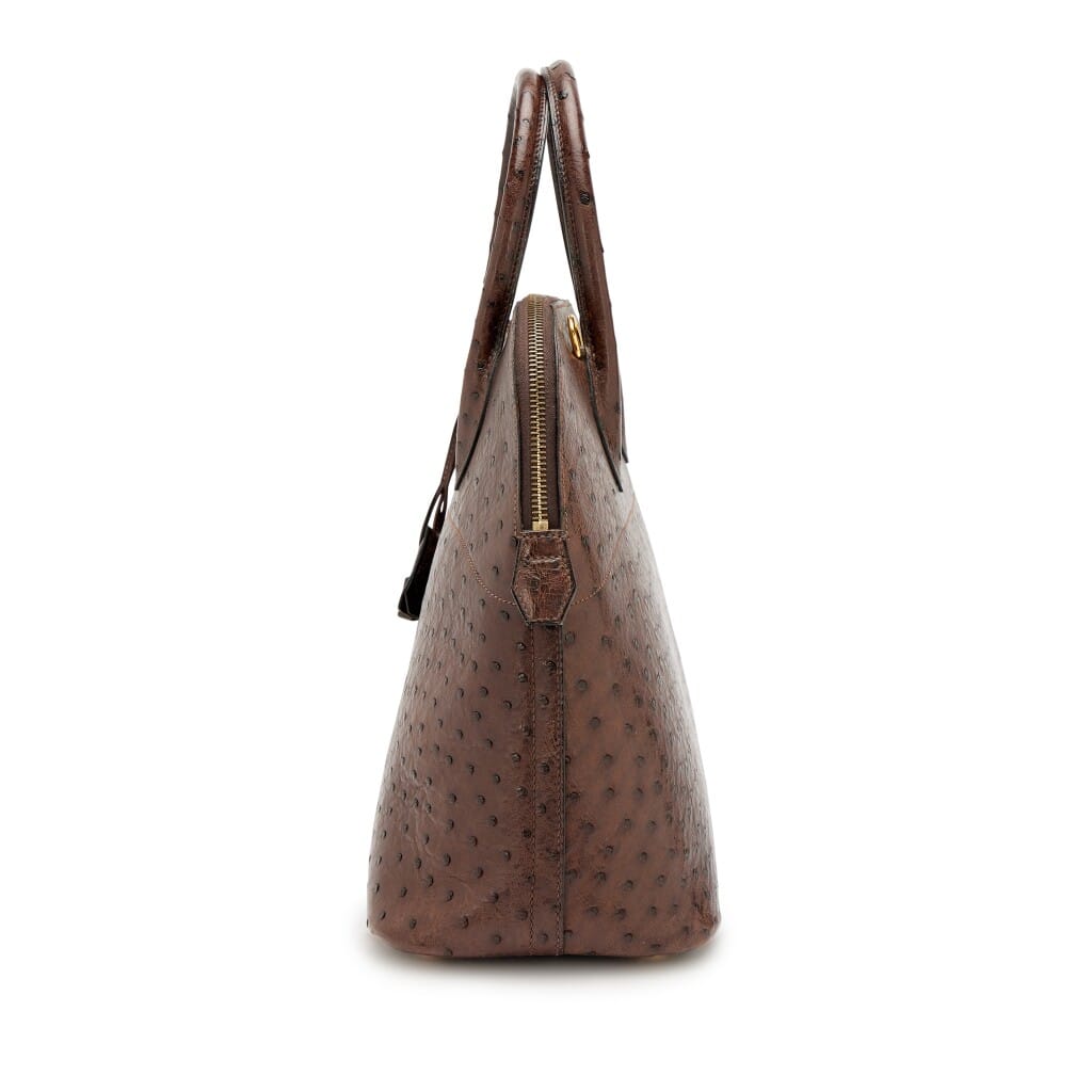 Vintage Chocolat Ostrich Bolide 35 Gold Hardware, 1994