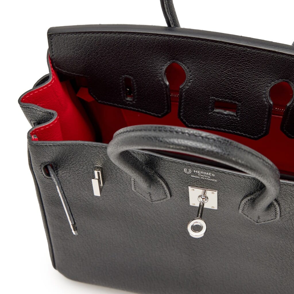 Black and Rouge Casaque Chèvre Mysore HSS Birkin 25 Palladium Hardware, 2019
