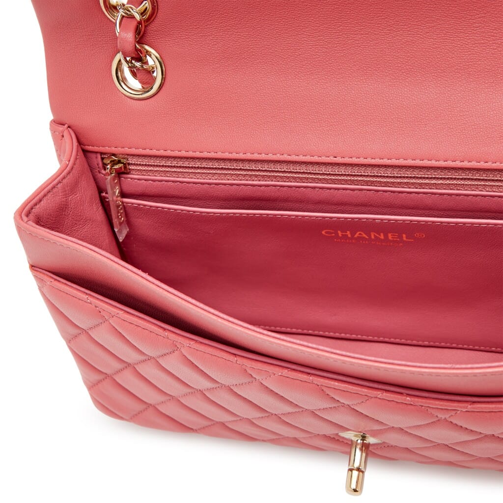 Pink Quilted Lambskin Medium Classic Valentine Charm Single Flap Bag Silver Hardware, 2014