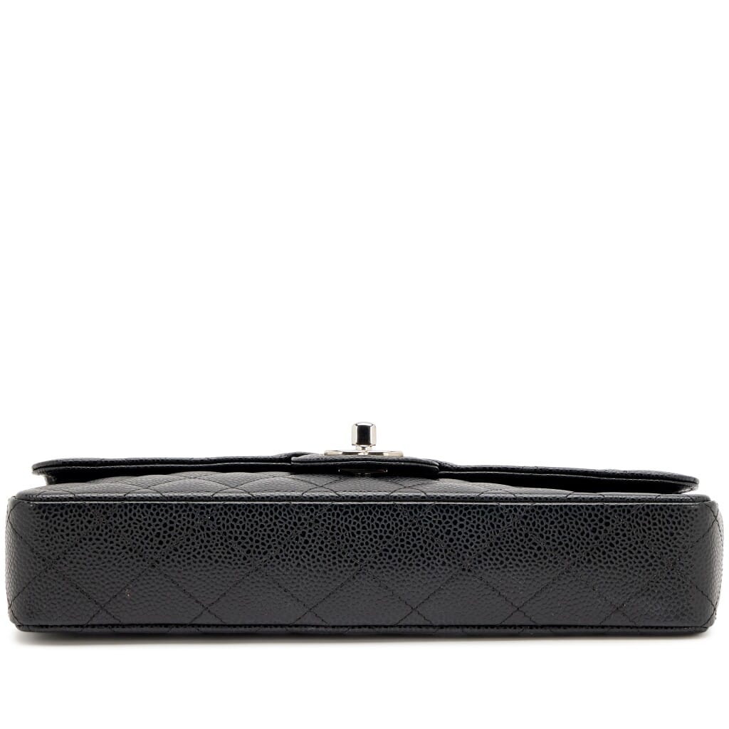 Black Quilted Caviar East West Classic Flap Bag Silver Hardware, 2005-2006