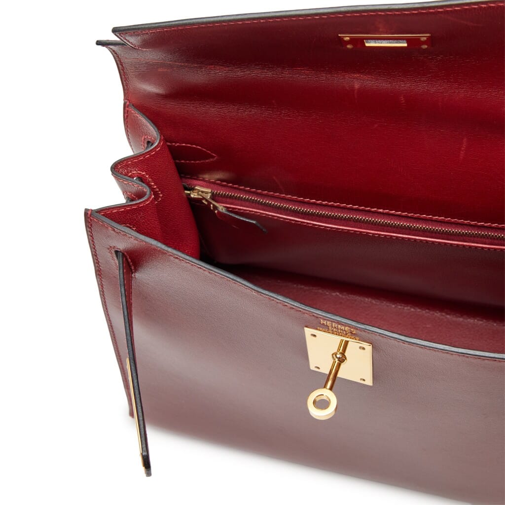 Vintage Rouge H Box Calf Sellier Kelly 28 Gold Hardware, 1998