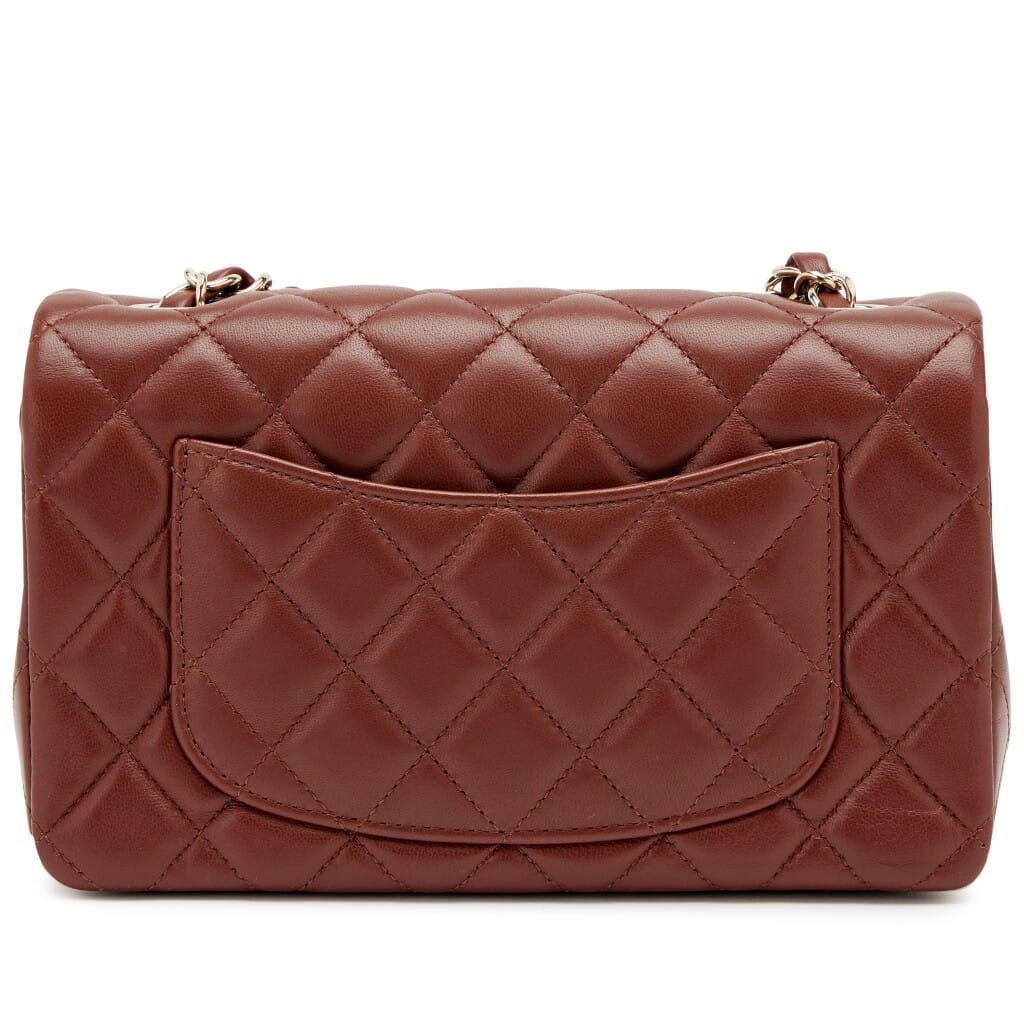 Marron Brown Quilted Lambskin Mini Rectangular Classic Single Flap Bag Light Gold Hardware, 2026