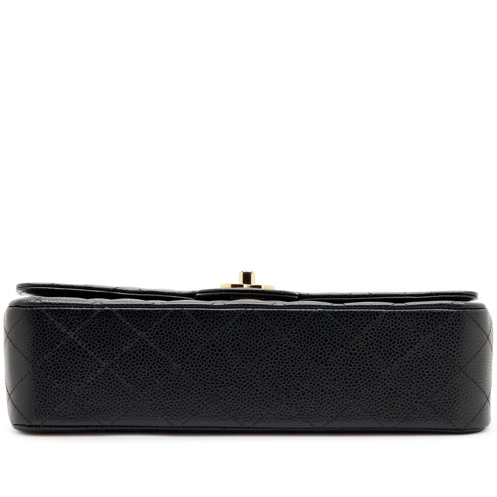 Vintage Black Quilted Caviar Medium Classic Double Flap Bag Gold Hardware, 2005-2006