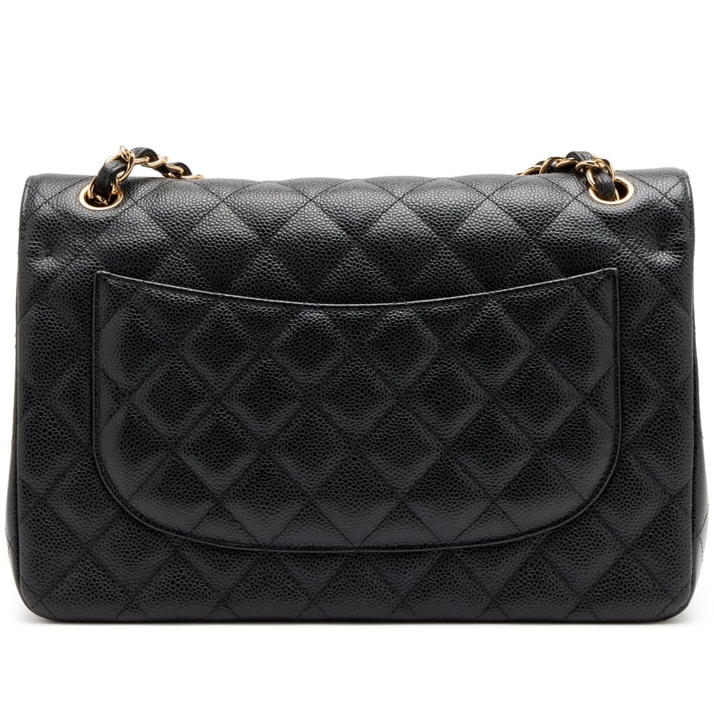 Black Quilted Caviar Jumbo Classic Double Flap Bag Gold Hardware, 2018-2019