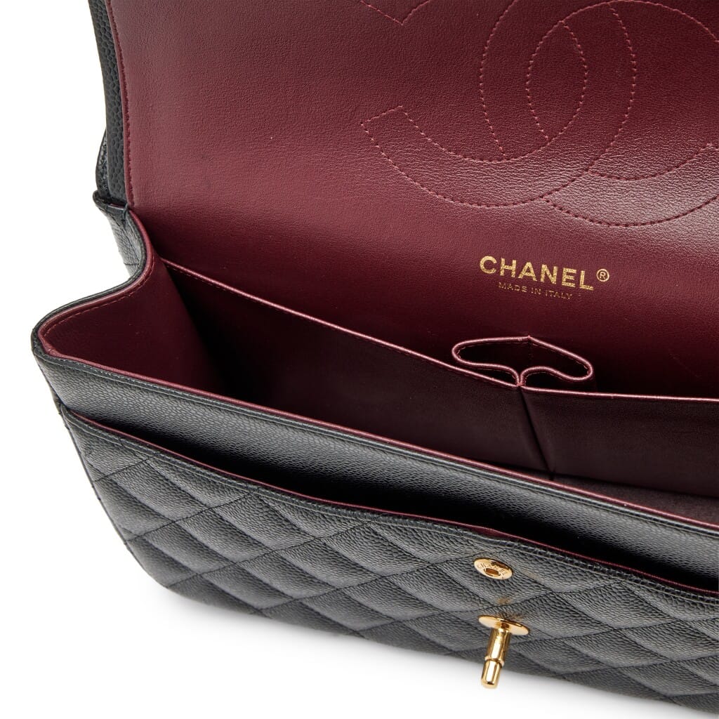 Black Quilted Caviar Jumbo Classic Double Flap Bag Gold Hardware, 2018-2019