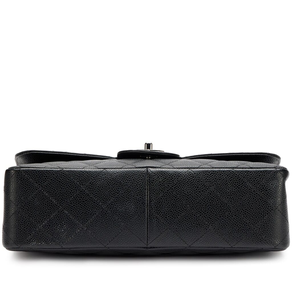 Black Quilted Caviar Jumbo Classic Single Flap Bag Silver Hardware, 2009-2010