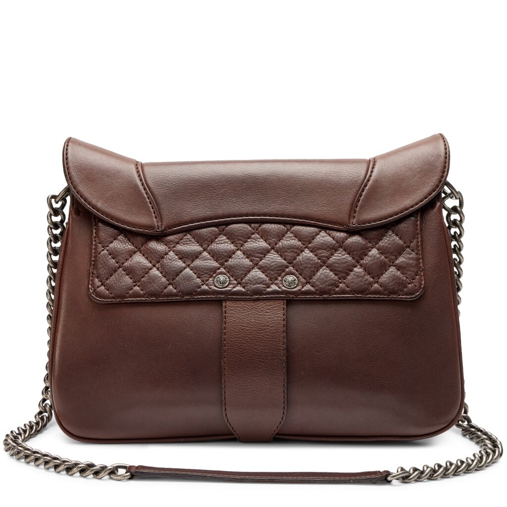 Brown Quilted Calfskin Paris-Dallas Fringe Saddle Messenger Bag Ruthenium Hardware, 2014