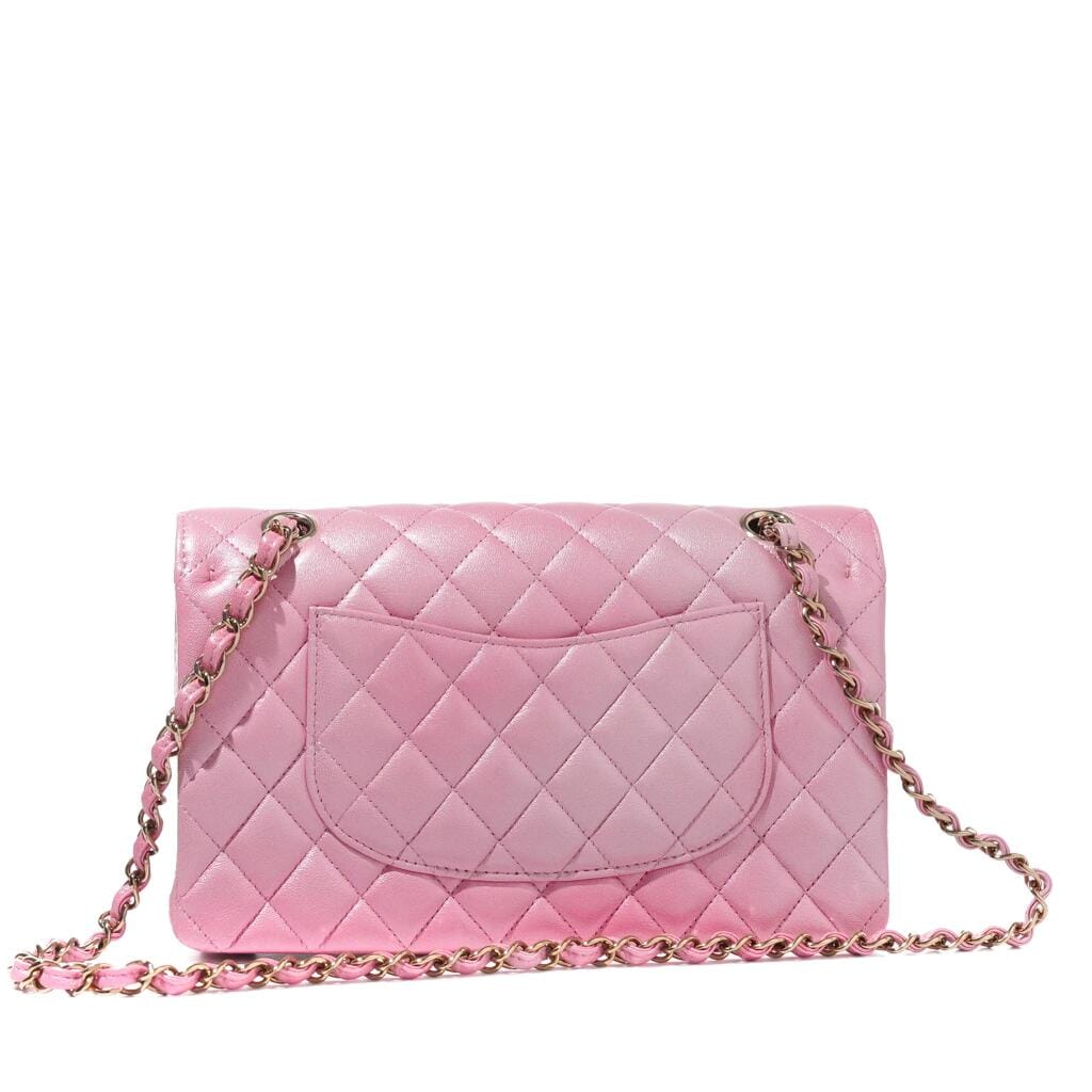 Pink Quilted Lambskin Medium Timeless Double Flap Gold Hardware