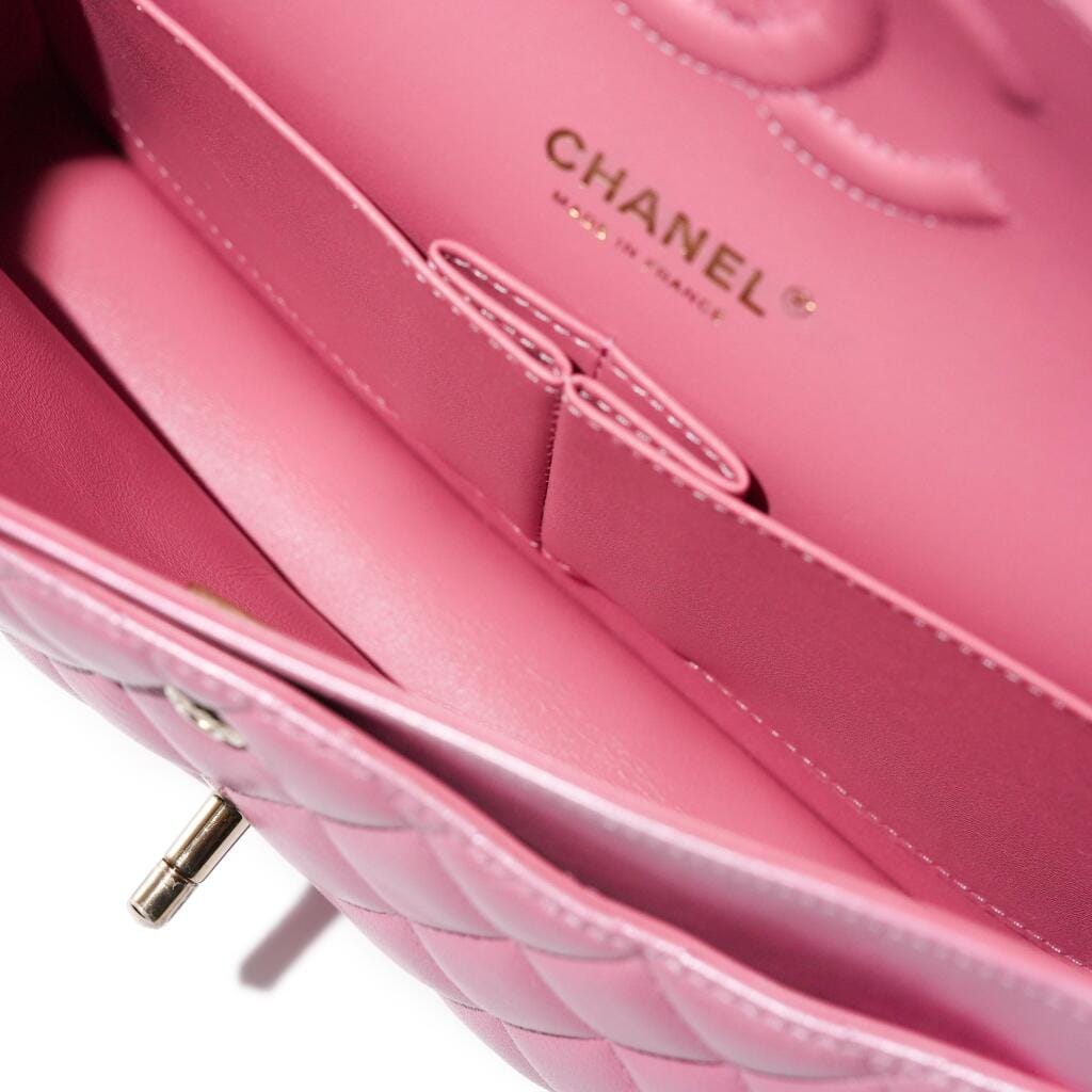 Pink Quilted Lambskin Medium Timeless Double Flap Gold Hardware