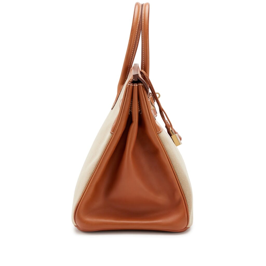 Fauve, Naturel and Paprika Toile and Barenia Flag Birkin 35 Permabrass Hardware, 2014