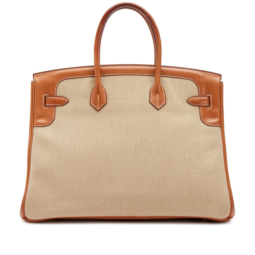 Fauve, Naturel and Paprika Toile and Barenia Flag Birkin 35 Permabrass Hardware, 2014