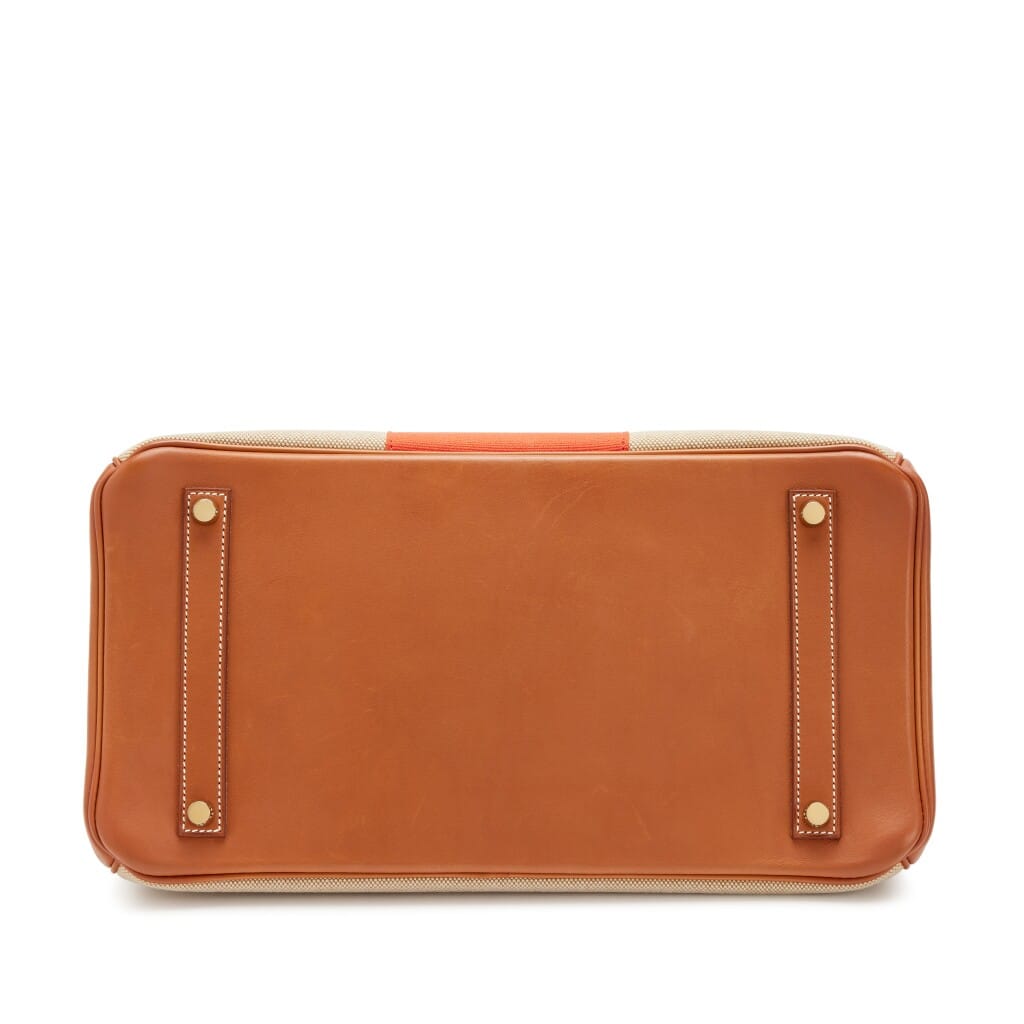 Fauve, Naturel and Paprika Toile and Barenia Flag Birkin 35 Permabrass Hardware, 2014