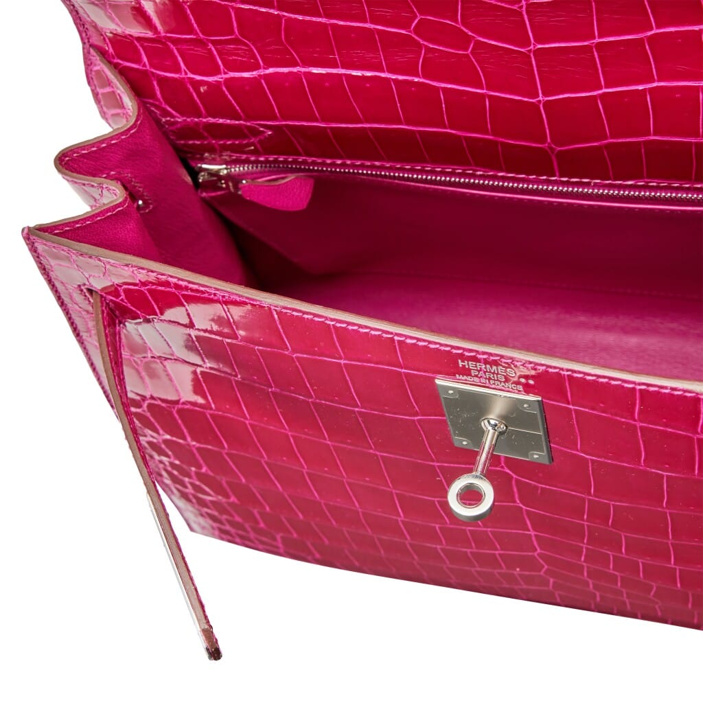 Rose Scheherazade Shiny Niloticus Crocodile Sellier Kelly 32 Palladium Hardware, 2014