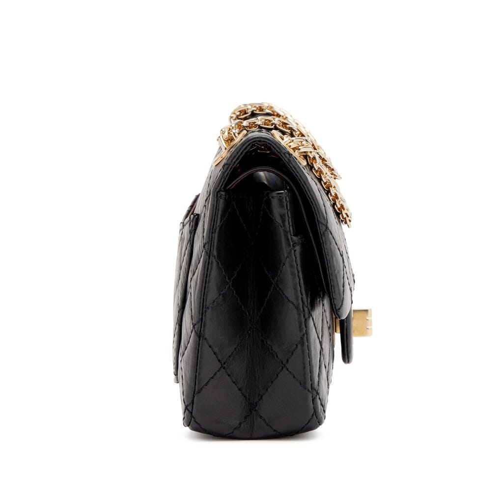 Black Quilted Aged Calfskin 224 Mini 2.55 Reissue Flap Aged Gold Hardware, 2005