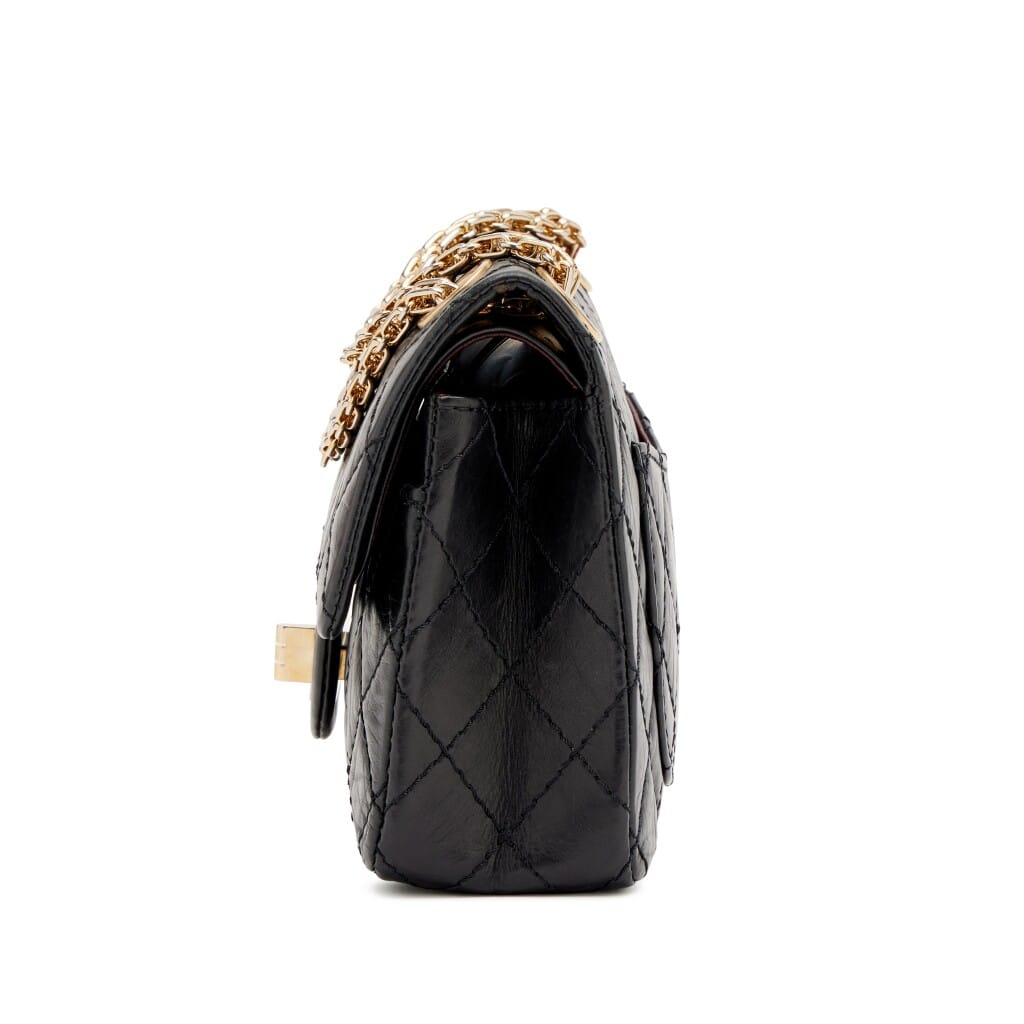 Black Quilted Aged Calfskin 224 Mini 2.55 Reissue Flap Aged Gold Hardware, 2005