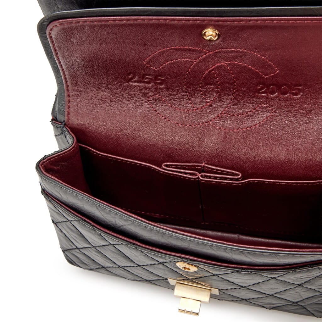 Black Quilted Aged Calfskin 224 Mini 2.55 Reissue Flap Aged Gold Hardware, 2005