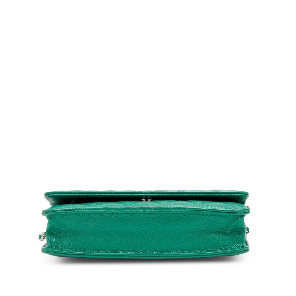 Green Quilted Caviar Classic Wallet on Chain WOC Silver Hardware, 2019
