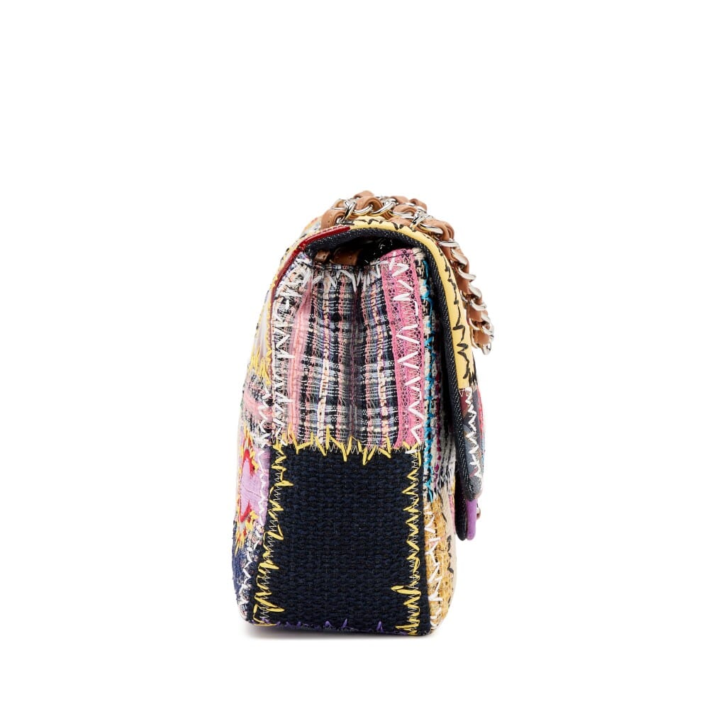 Rainbow Tweed, Textile and Leather Patchwork Denim Jumbo Single Flap Bag Silver Hardware, 2011