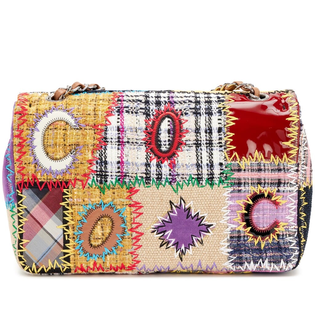 Rainbow Tweed, Textile and Leather Patchwork Denim Jumbo Single Flap Bag Silver Hardware, 2011