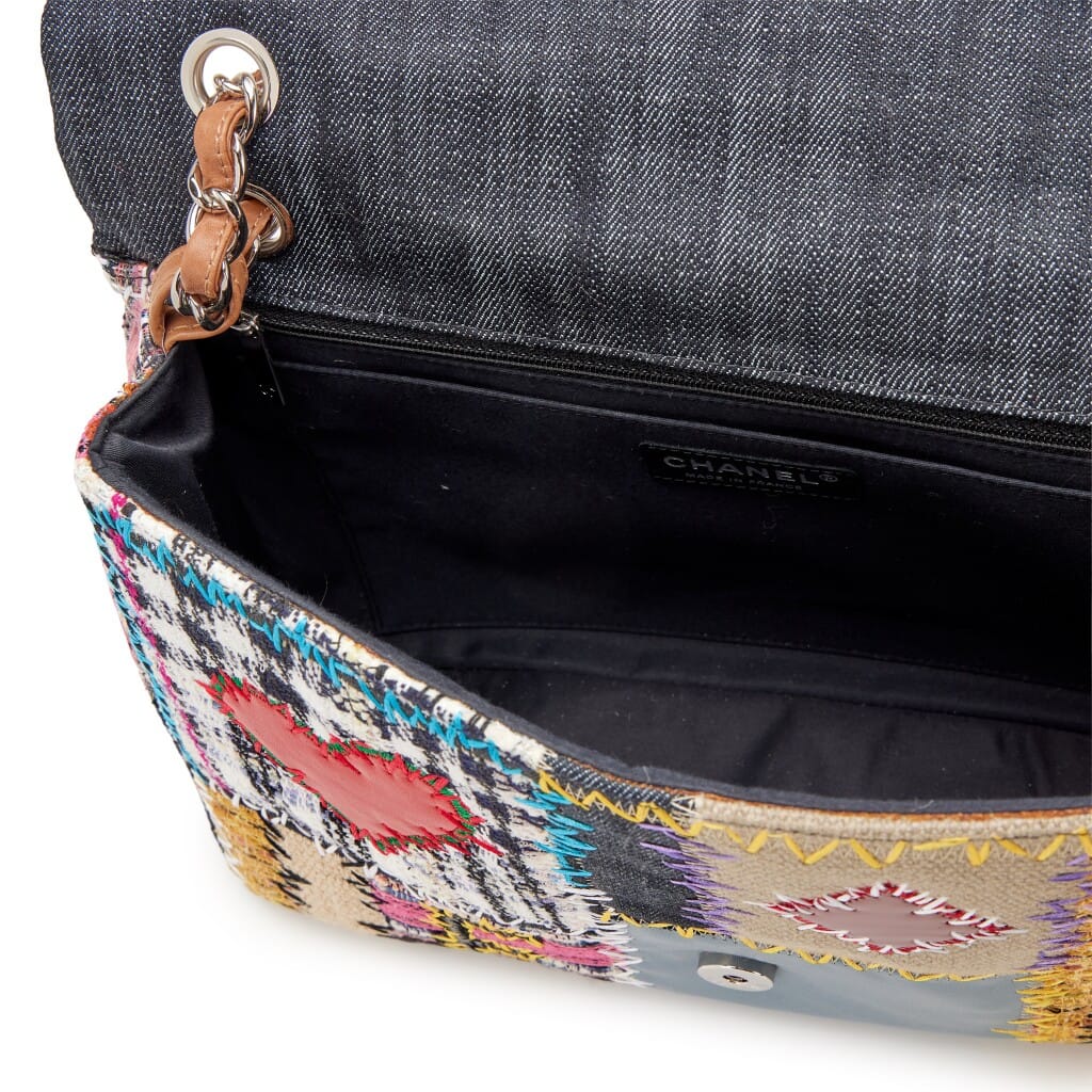 Rainbow Tweed, Textile and Leather Patchwork Denim Jumbo Single Flap Bag Silver Hardware, 2011