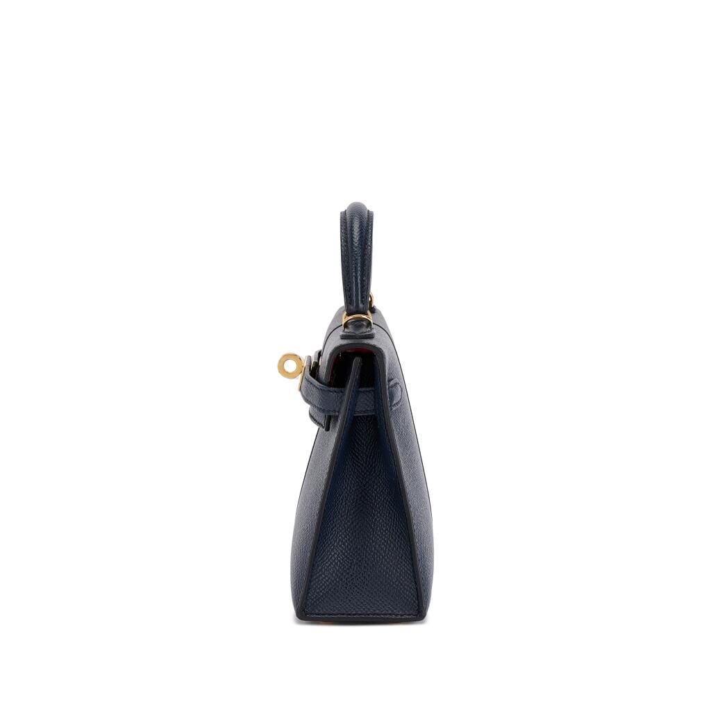 Limited Edition Bleu Indigo, Black Epsom and Rouge Grenat Casaque Mini Kelly II 20 Gold Hardware, 2021
