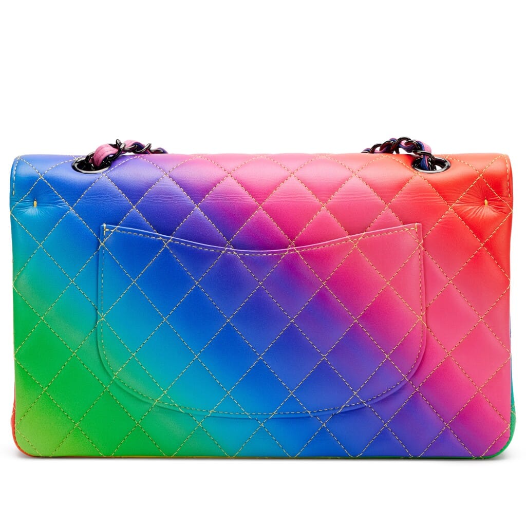 Rainbow Quilted Calfskin Medium Classic Double Flap Bag Black Hardware, 2023