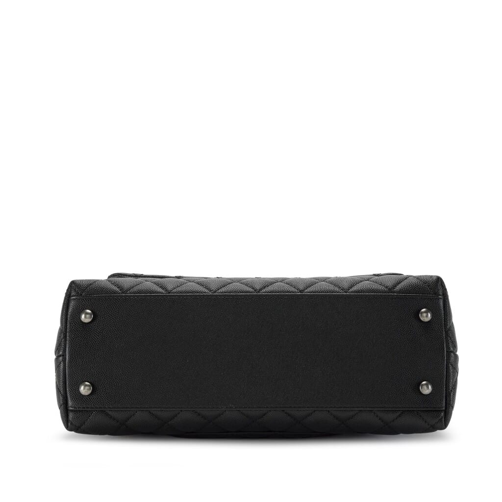 Black Quilted Caviar Small Coco Top Handle Flap Bag Ruthenium Hardware, 2017