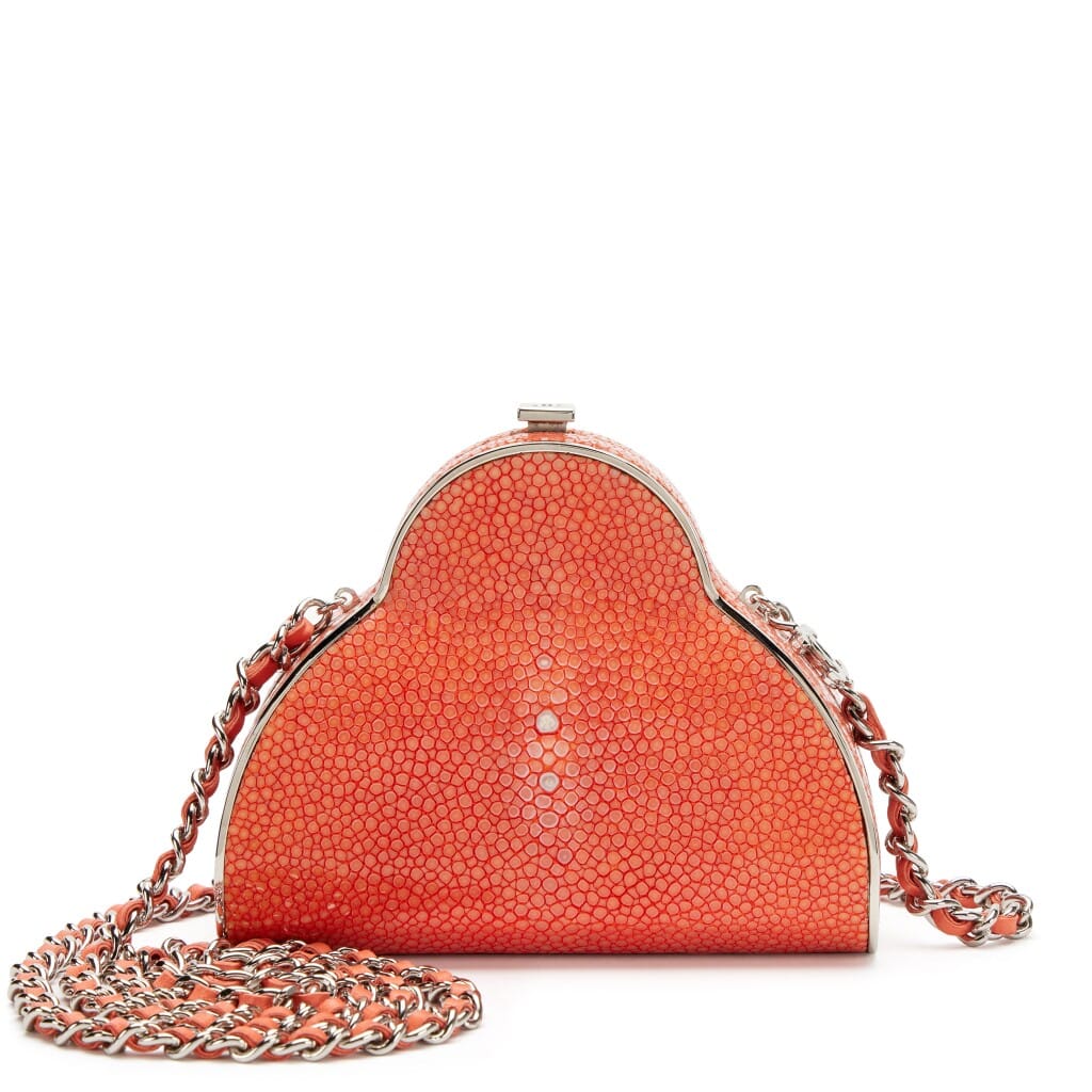 Flamingo Red Galuchat Stingary Frame Evening Bag Silver Hardware, 2005-2006