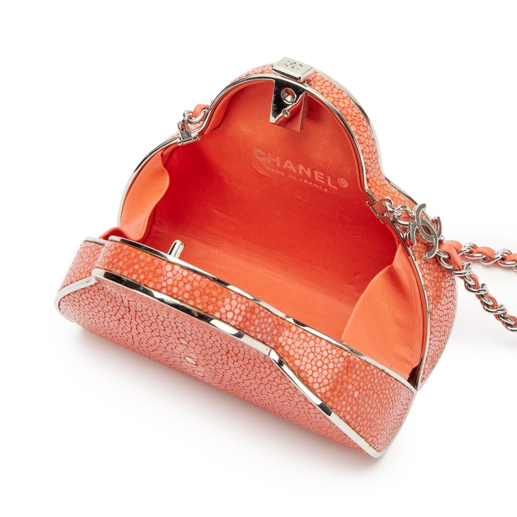 Flamingo Red Galuchat Stingary Frame Evening Bag Silver Hardware, 2005-2006