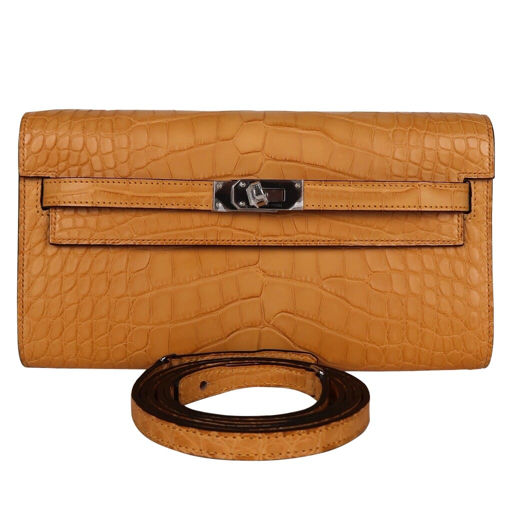 Blond Matte Alligator Kelly-To-Go Wallet Palladium Hardware, 2026