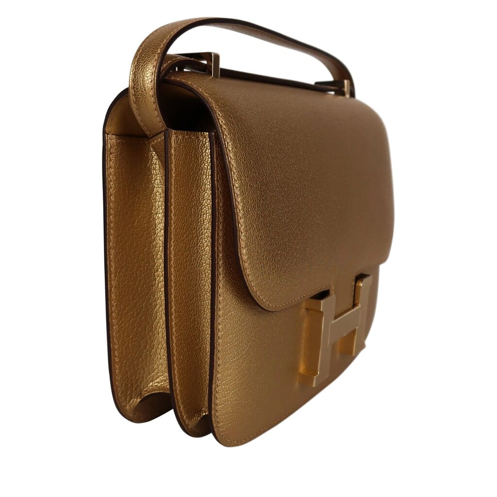 Limited Edition Doré Chèvre Chamkilight Metallic Mini Constance 18 Permabrass Hardware, 2024
