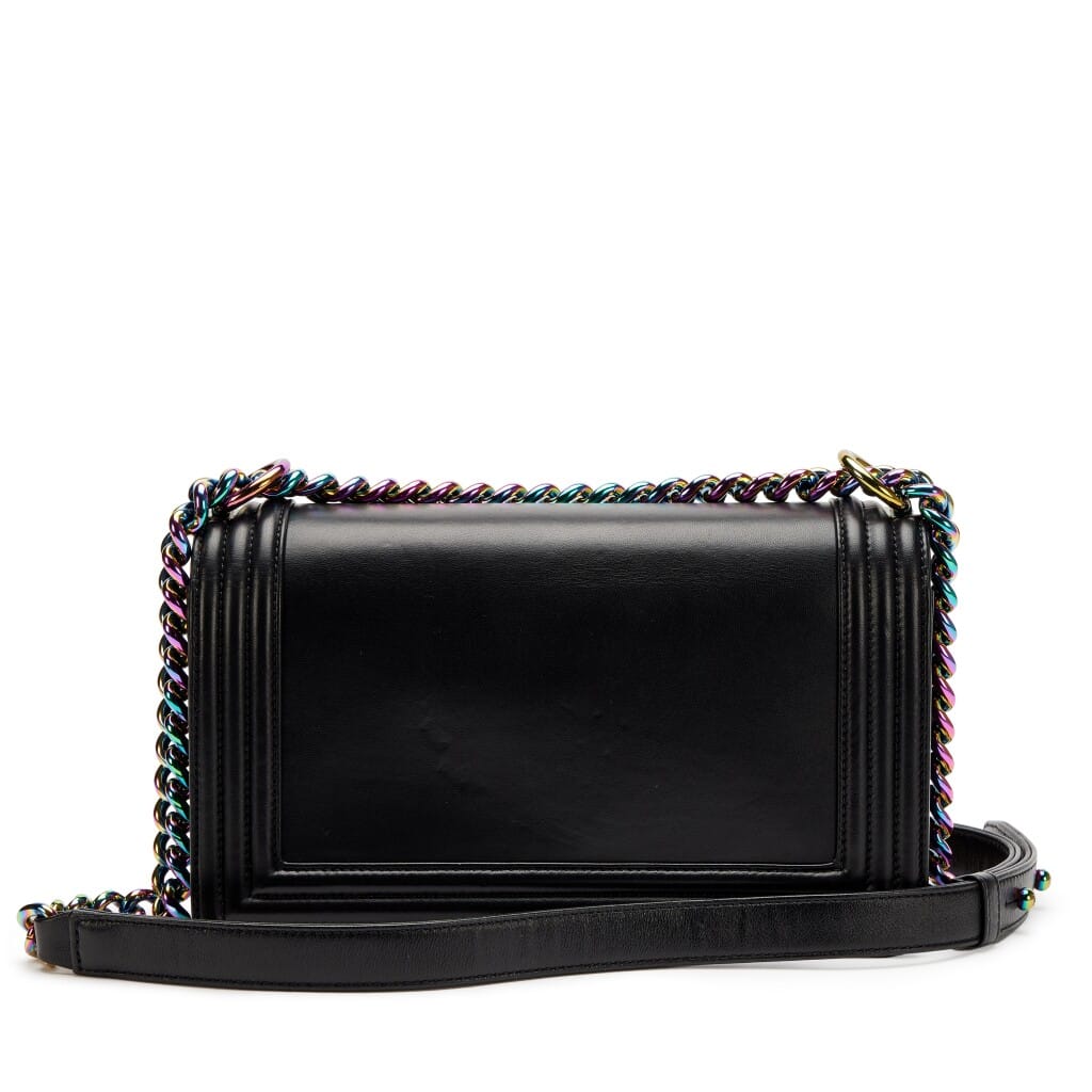 Black Lambskin LED Medium Boy Bag Rainbow Hardware, 2017
