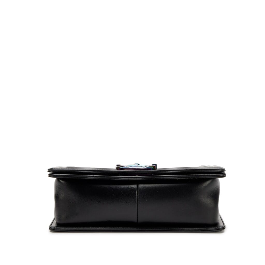 Black Lambskin LED Medium Boy Bag Rainbow Hardware, 2017