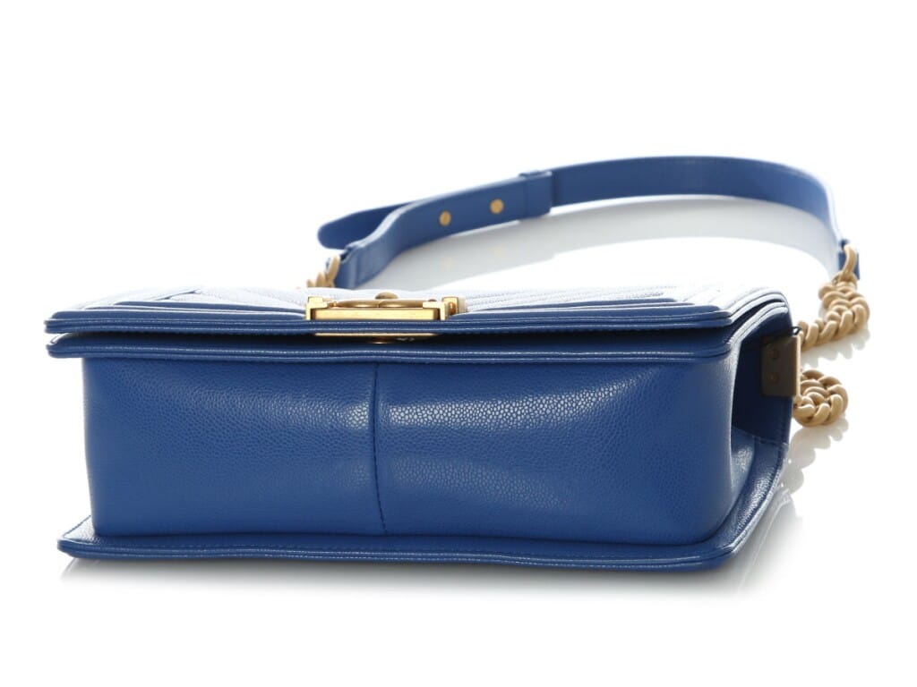 Cobalt Blue Chevron Quilted Caviar Medium Boy Bag Gold Hardware, 2024