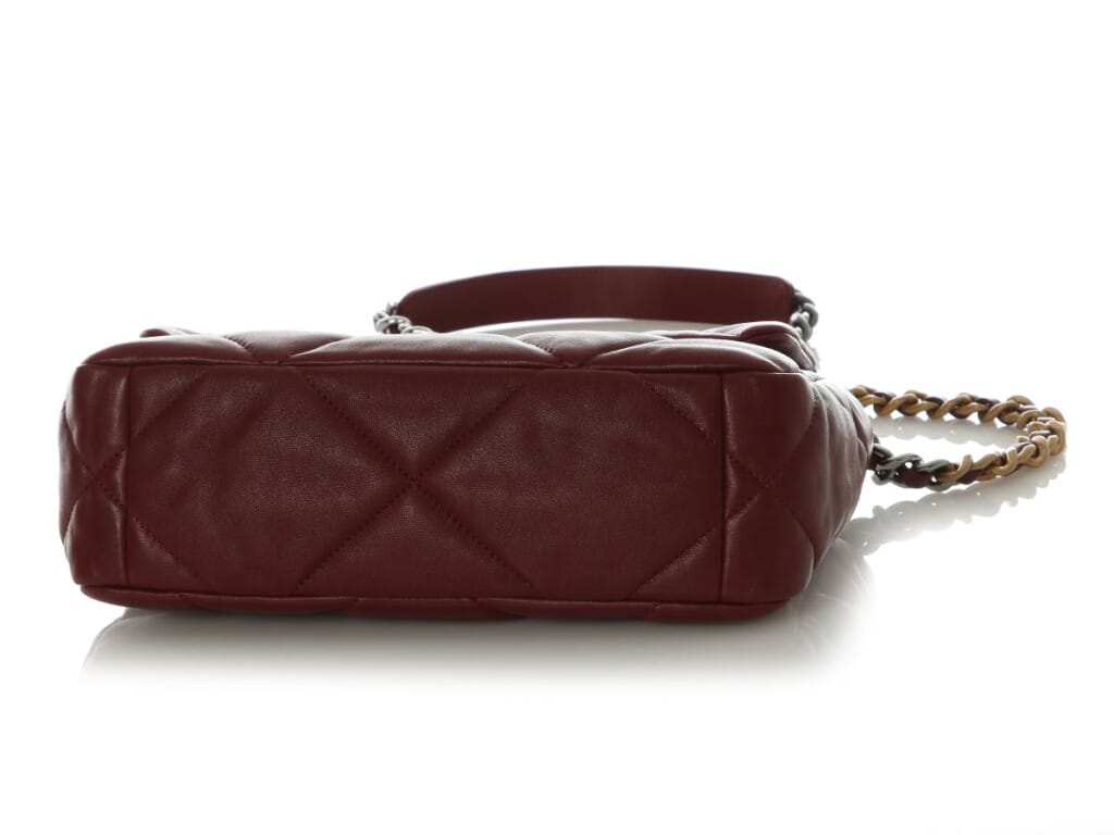 Burgundy Quilted Lambskin 19 Medium Flap Bag Mixed Hardware, 2020s