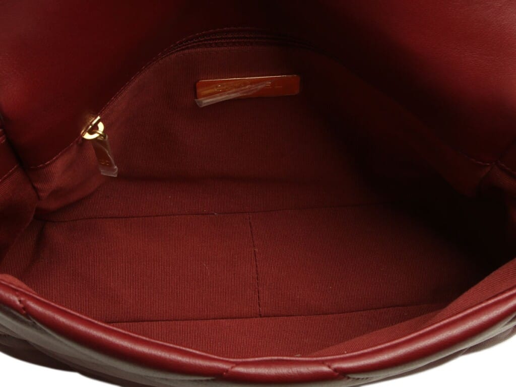 Burgundy Quilted Lambskin 19 Medium Flap Bag Mixed Hardware, 2020s