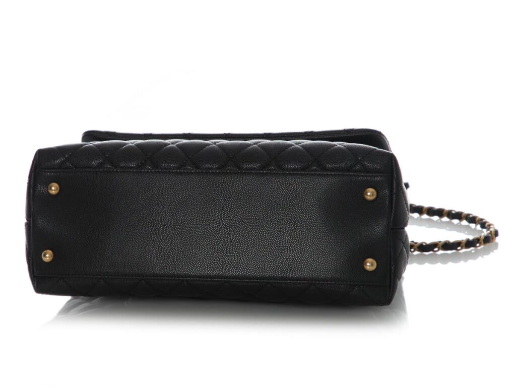 Black Quilted Caviar Small Coco Top Handle Gold Hardware, 2017