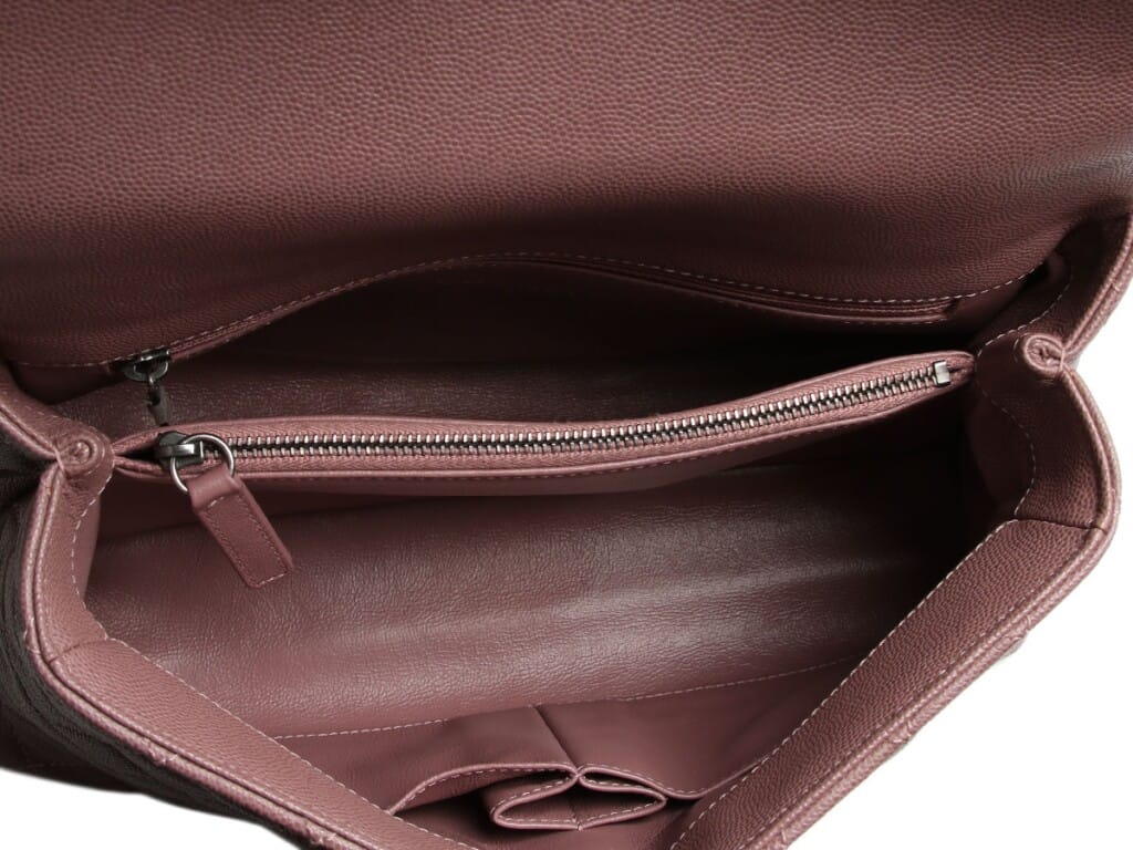 Deep Mauve Quilted Caviar and Lizard Small Coco Top Handle Silver Hardware, 2016-2017