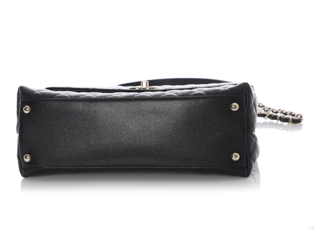 Black Quilted Caviar Small Coco Top Handle Gold Hardware, 2021