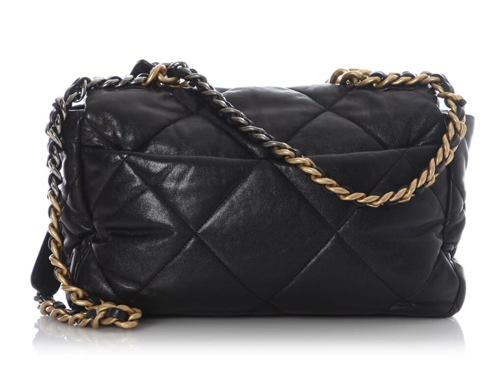 Black Quilted Lambskin Medium 19 Flap Bag Gold and Ruthenium Hardware, 2020